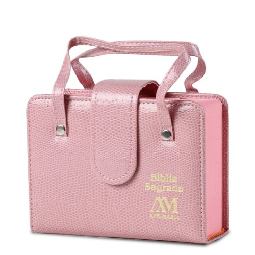 BIBLIA AVE MARIA COM ALCA - BOLSO ROSA