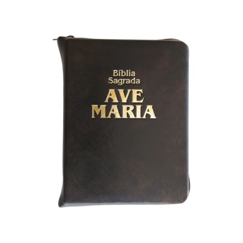 Bíblia Ave Maria Zíper Bolso Marrom