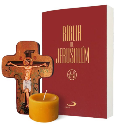 Bíblia + cruz + vela